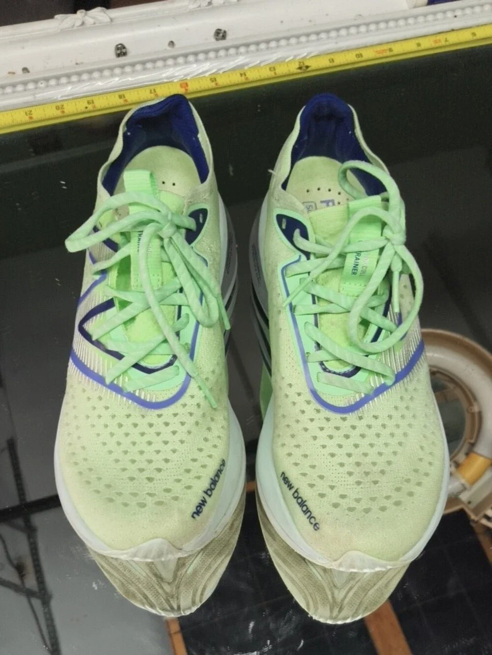 New Balance Women’s 10 FuelCell Running Shoes in Neon Green and Navy.  Very Nice